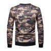 Sweat-Shirt Motif Camouflage à Imprimé Blocs de Couleurs et Inscription - Bois S