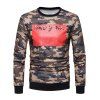 Sweat-Shirt Motif Camouflage à Imprimé Blocs de Couleurs et Inscription - Noir 2XL