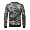 Sweat-Shirt Motif Camouflage à Imprimé Blocs de Couleurs et Inscription - Vert Armée S