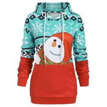

Plus Size Pullover Christmas Graphic Hoodie with Pocket, Red