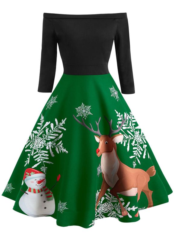 Robe de Noël Ligne A Wapiti Imprimé - Vert Trèfle 2XL
