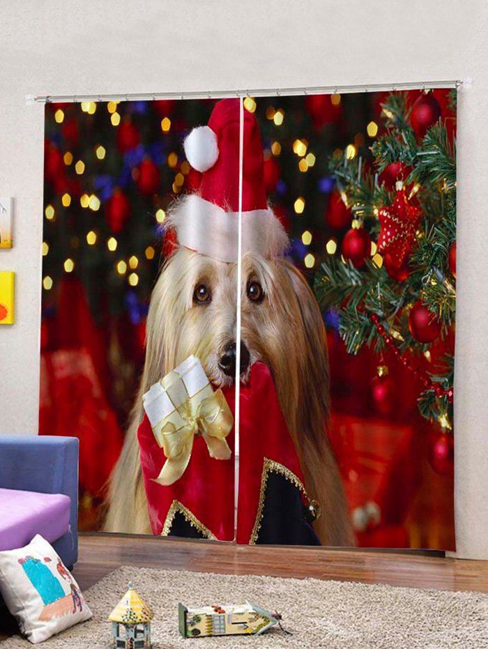 

Christmas Dog Printed 2PCS Window Curtains, Multi