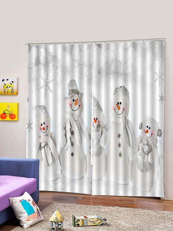 

2PCS Scarf Snowmen Pattern Window Curtains, White