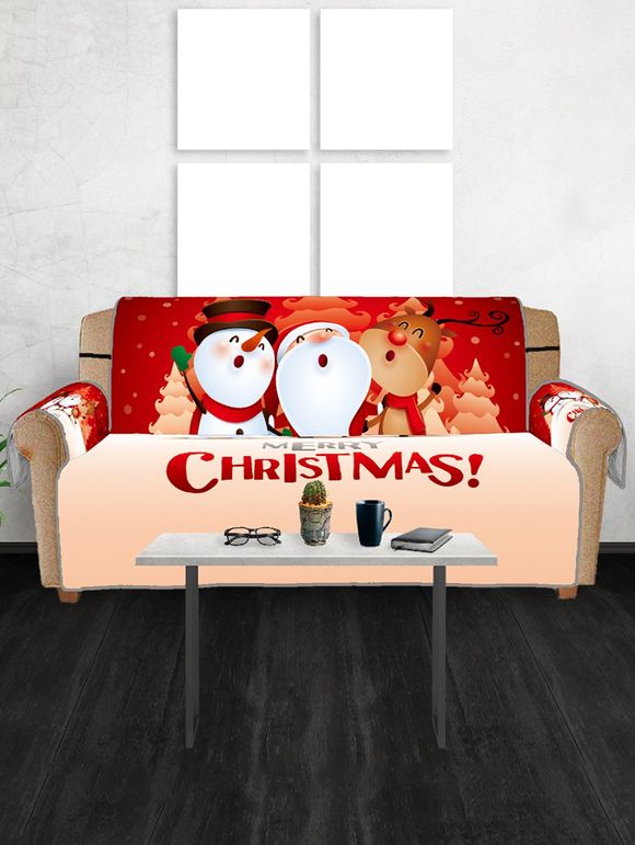 Housse de Canapé de Noël Motif de Bonhomme de Neige et de Père Noël - multicolor THREE SEATS