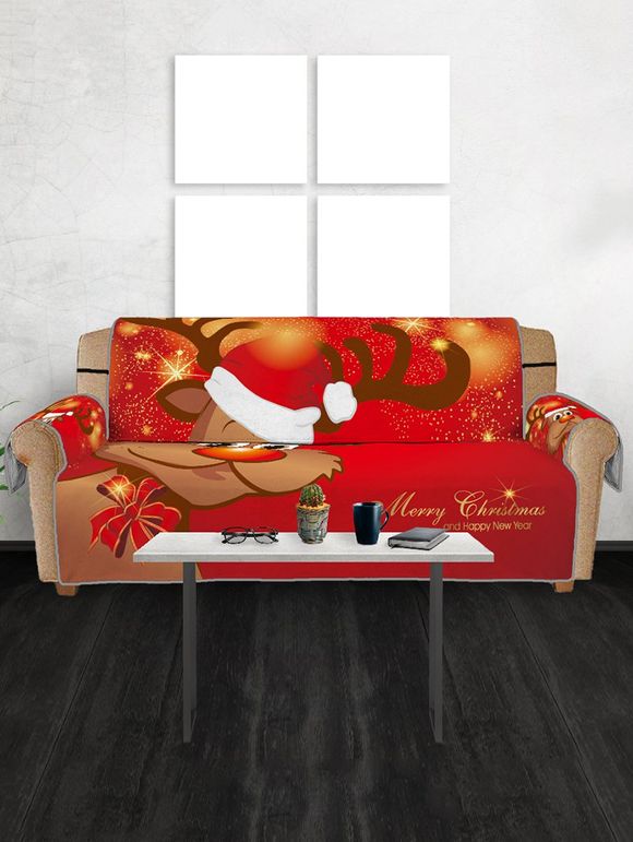 Housse de Canapé de Noël Motif de Cerf - Rouge THREE SEATS