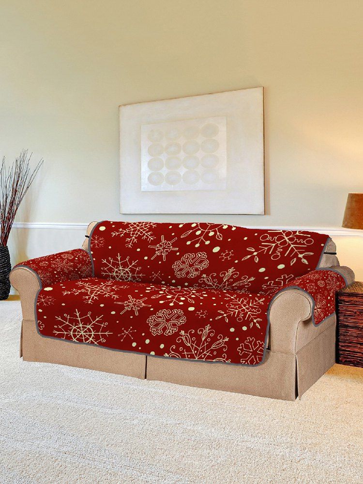 [32 OFF] 2021 Christmas Snowflake Pattern Sofa Cover In RED DressLily