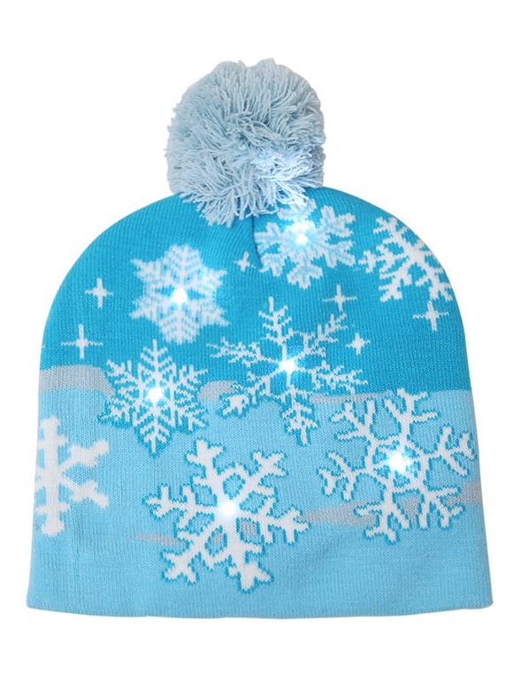 Bonnet tricoté de Noël avec flocon de neige - Bleu Ciel 