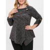 T-shirt Boutonné de Grande Taille - Noir L
