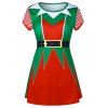 Mini Robe de Noël de Grande Taille à Manches Courtes - multicolor L