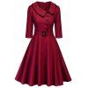 Plus Size Plaid A Line Dress with Belt - RED 3X