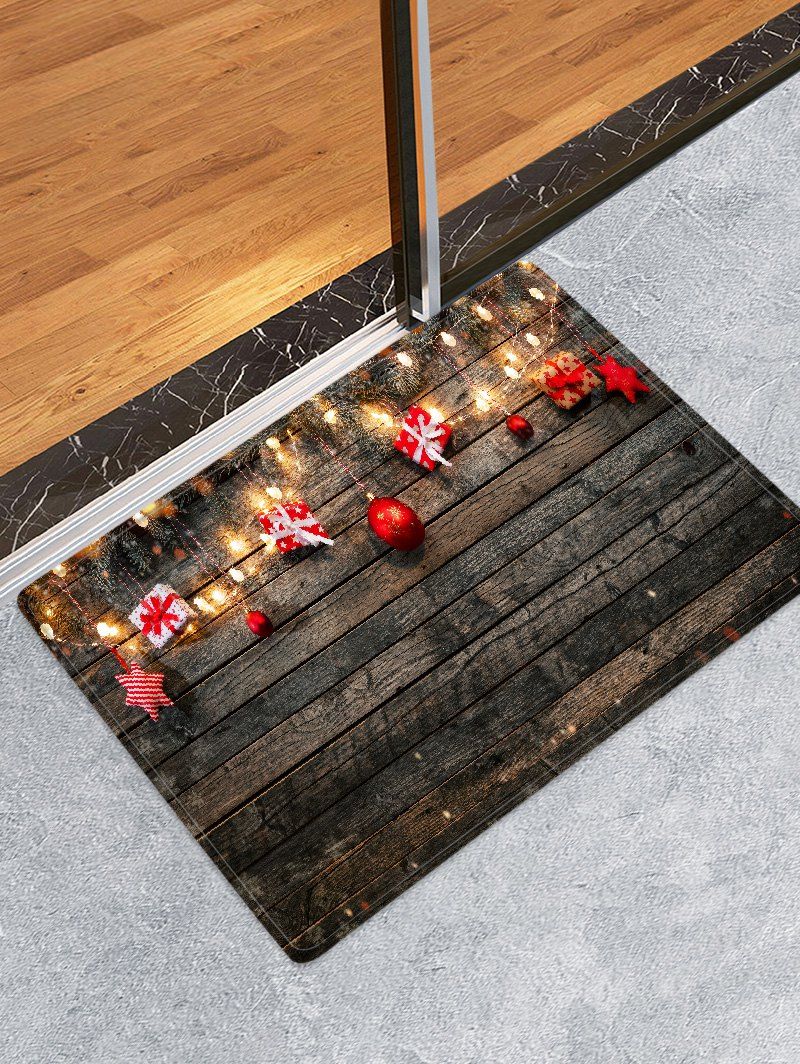 

Wood Board and Gift Pattern Non-slip Area Rug, Multi