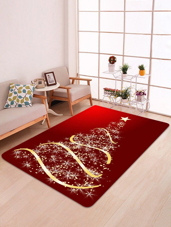 

Light Spot Christmas Tree Pattern Floor Rug, Lava red