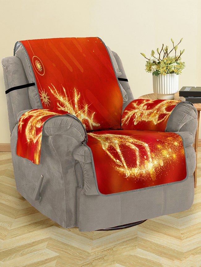 

Christmas Deer Pattern Couch Cover, Lava red