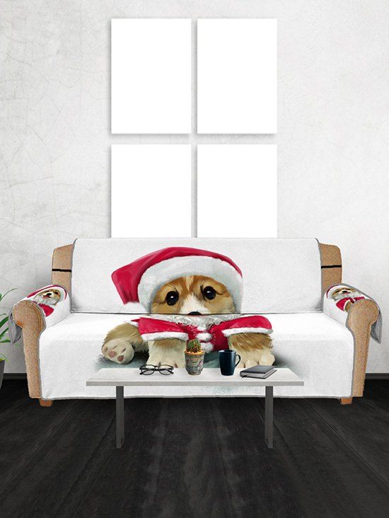 Christmas Dog Couch Cover - WHITE THREE SEATS