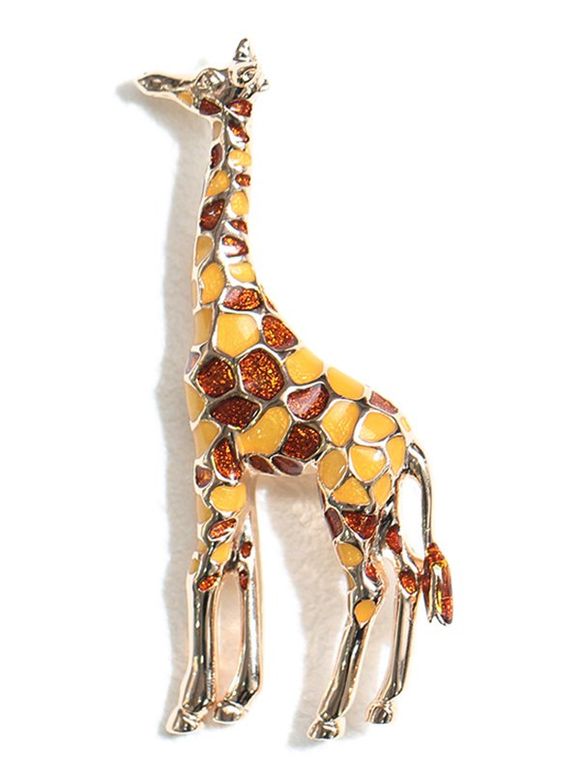 Broche Girafe Imprimée - Marron Camel 