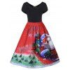 Robe de Noël de Grande Taille à Col V - Rouge L