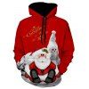 Sweat-Shirt Pullover à Capuche et à Imprimé Bonhomme de Neige de Noël - Rouge M