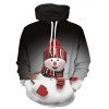 Sweat-Shirt à Capuche avec Imprimé Bonhomme de Neige de Noël 3D et Poche Kangourou - Noir 2XL
