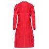Round Collar Long Sleeve Knitted Dress - RED M
