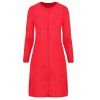 Round Collar Long Sleeve Knitted Dress - RED M