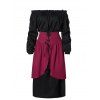 Robe à épaules dénudées et jupe à lacets - Noir L