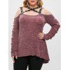 T-shirt Découpé à Bretelle de Grande Taille en Cuir PU - Violet Terne L