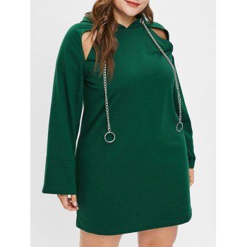 

Plus Size Metal Rings Raglan Sleeve Dress, Deep green