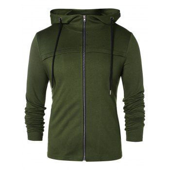 

Front Pockets Zip Up Hoodie, Army green