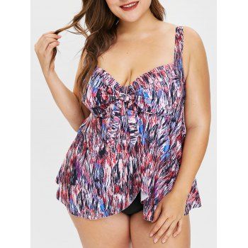 

Two Piece Halter Neck Plus Size Tankini Set, Multicolor