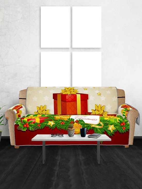 

Christmas Gifts Pattern Couch Cover, Red