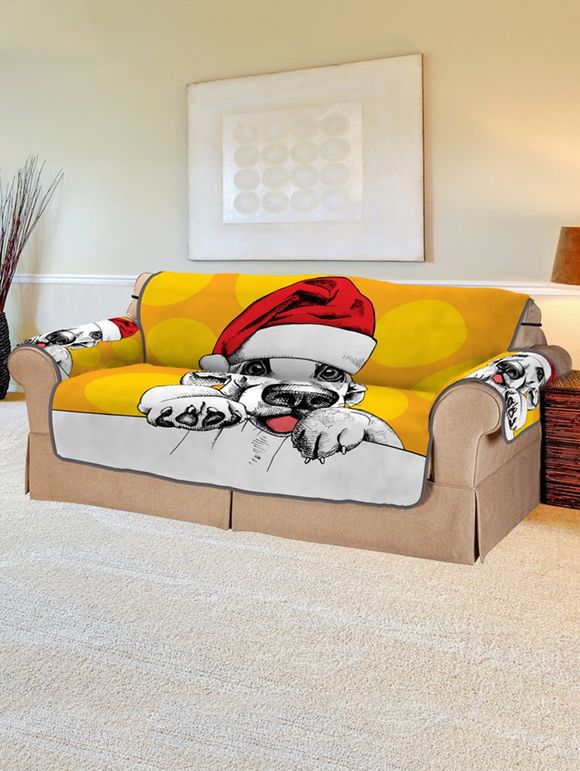 Housse de canapé motif chien de Noël - Jaune TWO SEATS