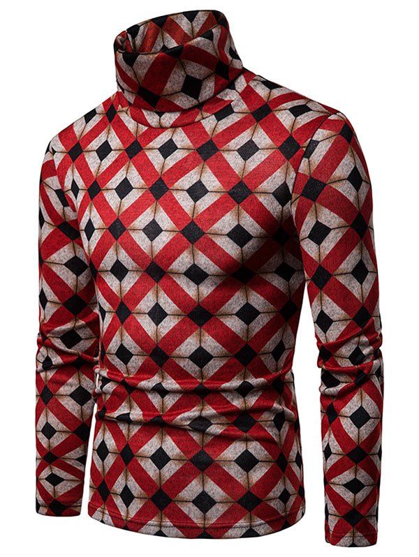 [41% OFF] 2021 Rhombus Geometric Turtleneck Thin Pullover Sweater In ...