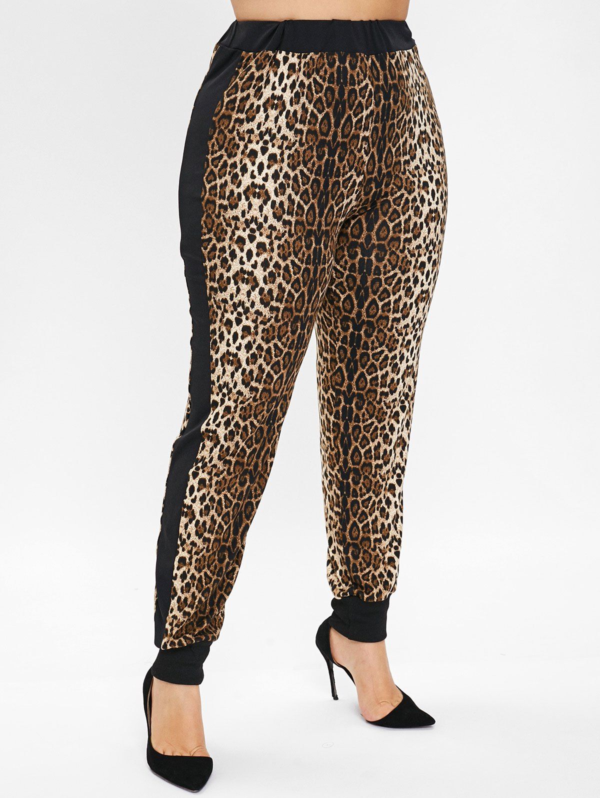 plus size leopard joggers