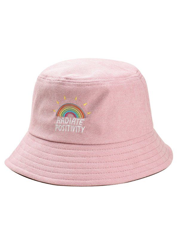 

Rainbow Embroidery Corduroy Bucket Hat, Pink