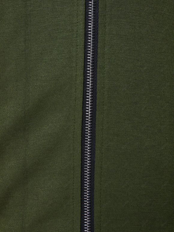 Sweat à Capuche Zippé avec Poches en Avant - Vert Armée M