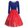 Robe de Noël Croisée Flocon de Neige Imprimé de Grande Taille - Bleu L