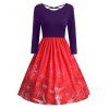 Robe de Noël Croisée Flocon de Neige Imprimé de Grande Taille - Pourpre 4X