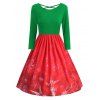 Robe de Noël Croisée Flocon de Neige Imprimé de Grande Taille - Vert Jungle 1X