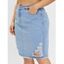 Plus Size Zipper Fly Ripped Denim Skirt - DENIM BLUE L