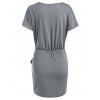 Robe Asymétrique à Manches Courtes à Encolure Dégagée Pour Femme - Cuirassé Gris M