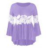 T-shirt Haut Bas Panneau en Dentelle de Grande Taille - Mauve 1X