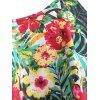 Plus Size Ruffle Trim Floral Print Bikini Set - BLACK 3X