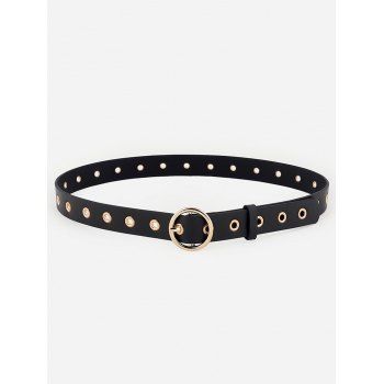 

Punk Round Buckle Hollow Out Rivets Waist Belt, Black