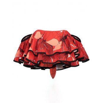 

Off The Shoulder Layered Floral Crop Top, Red