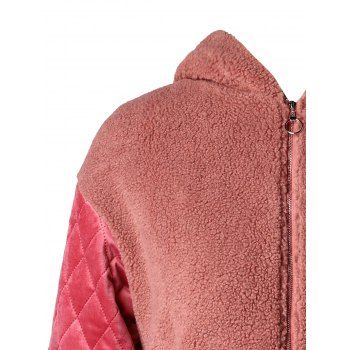 

Plus Size Contrast Faux Fur Coat, Bean red