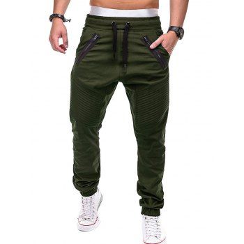 stitch zipper embellished casual jogger pants