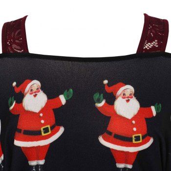 

Plus Size Christmas Santa Claus Print Asymmetrical T-shirt, Black