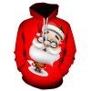 Sweat à Capuche 3D Père Noël Dessin Animé Imprimé - Rouge 2XL