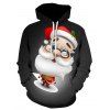 Sweat à Capuche 3D Père Noël Dessin Animé Imprimé - Noir M