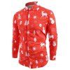 Chemise Boutonnée avec Bordure Courbée et à Imprimé Eléments de Noël - Rouge L